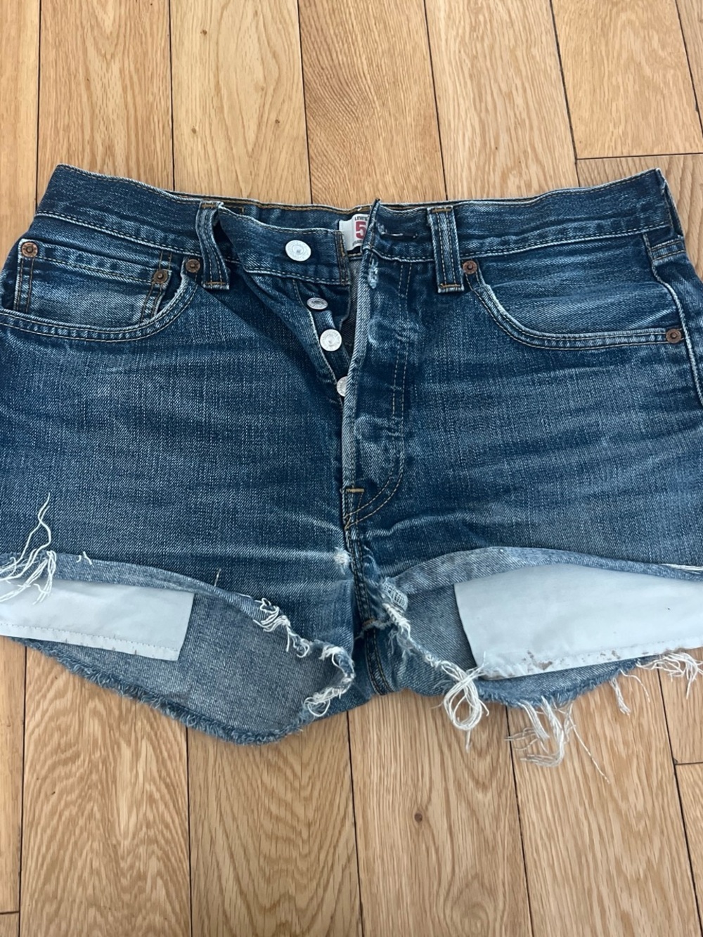 Women's Dark Blue Denim Cutoff Shorts